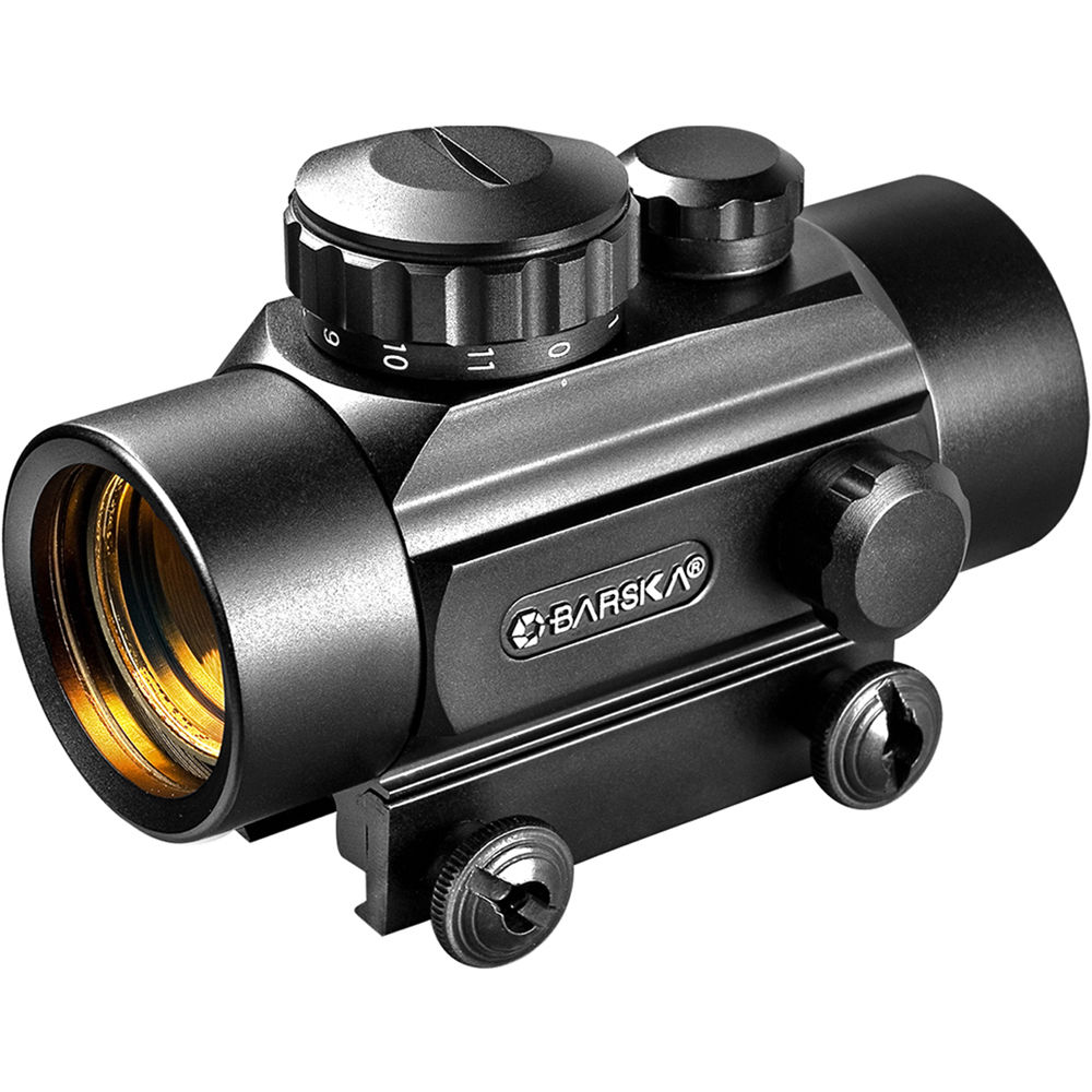 Visor Reflex Barska 1x30mm con Retícula de 3 Puntos para Ballesta - Diseño Compacto y Ligero, 11 Niv