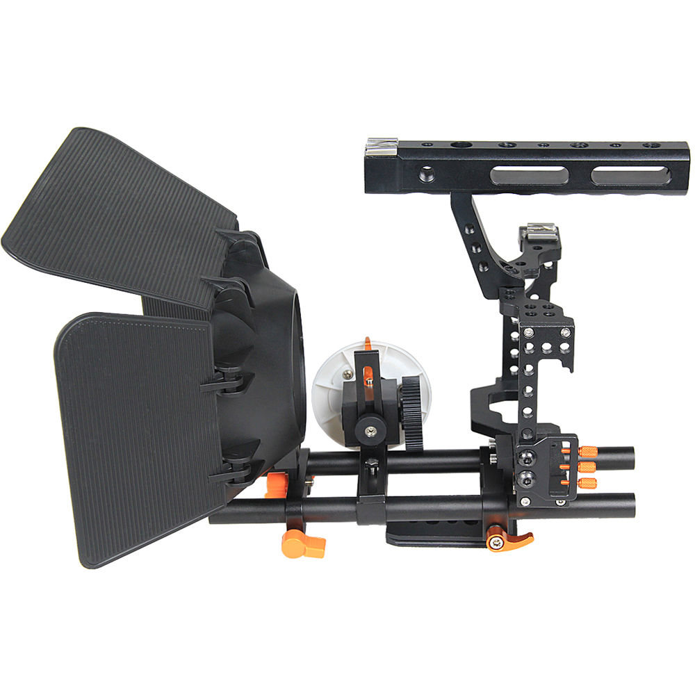 YELANGU C500 Cage para Cámara con Matte Box y Follow Focus (Acabado Naranja) - Compatible con Cámara
