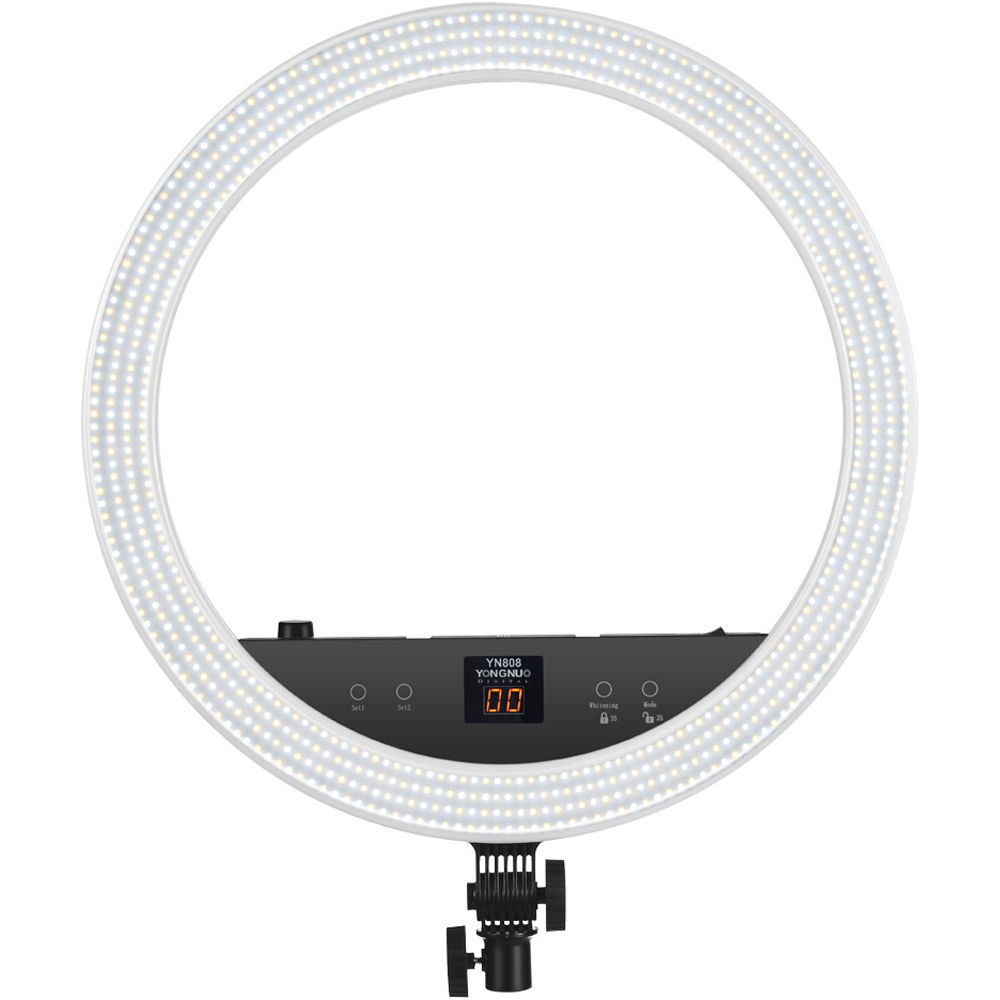 Yongnuo YN-808 Luz de Anillo LED Bi-Color con Control Remoto Inalámbrico, Salida Variable 3200-5500K