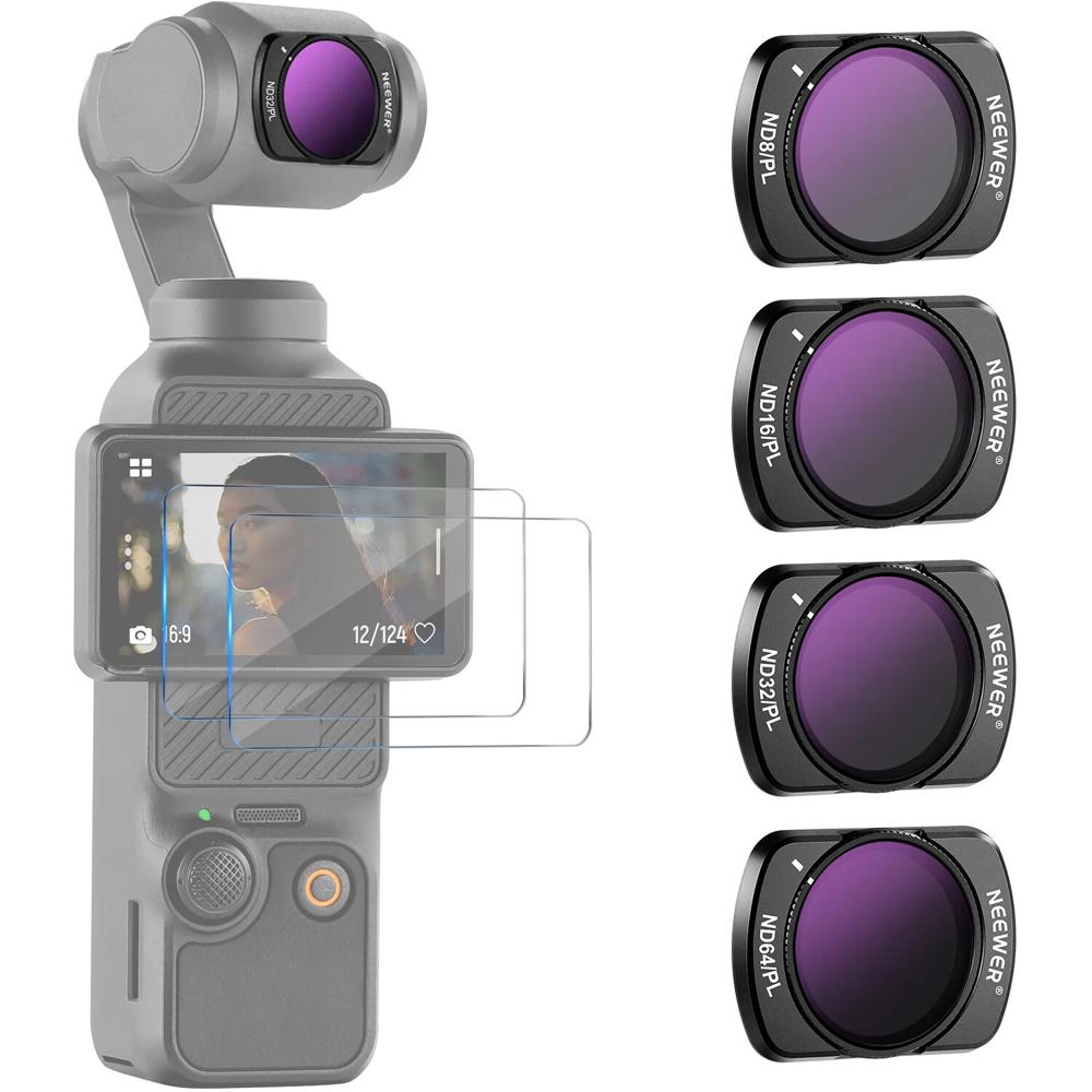 Kit de Filtros Magnéticos ND/CPL Neewer para DJI Osmo Pocket 3 (4 Piezas) - Mejora el Contraste y Sa