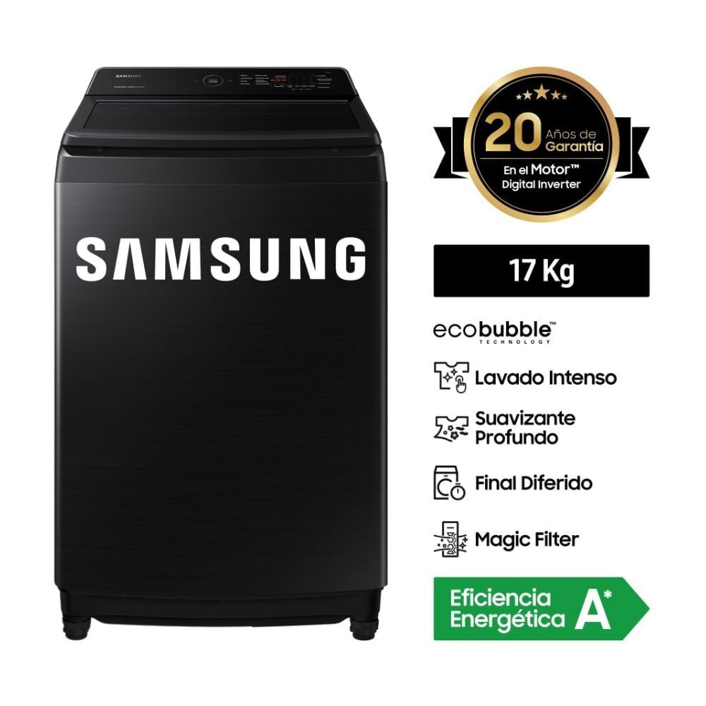 Lavadora Samsung 17 Kg Negro WA17CG6441BVPE