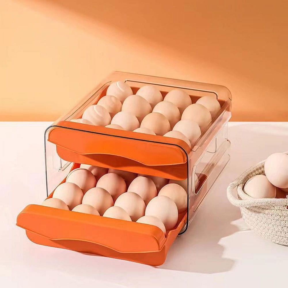 Porta huevos Acrilico Doble Bandeja Organizador 2 Niveles Naranja