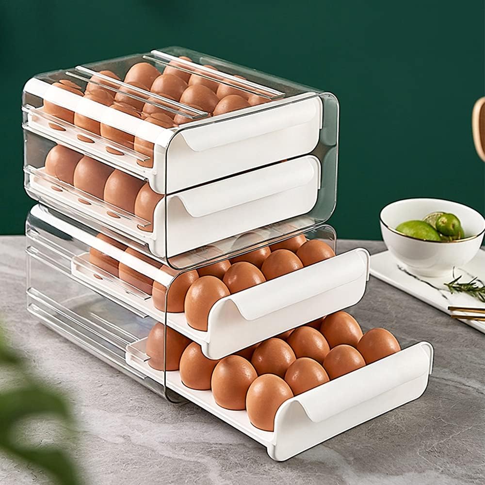 Porta huevos Acrilico Doble Bandeja Organizador 2 Niveles Blanco