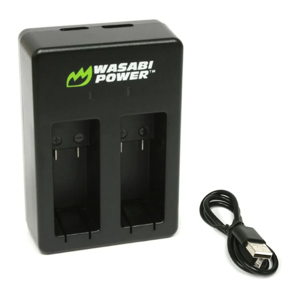 Cargador Doble de Baterías Wasabi Power con Cable USB para Baterías GoPro MAX - Carga Simultánea, Pu