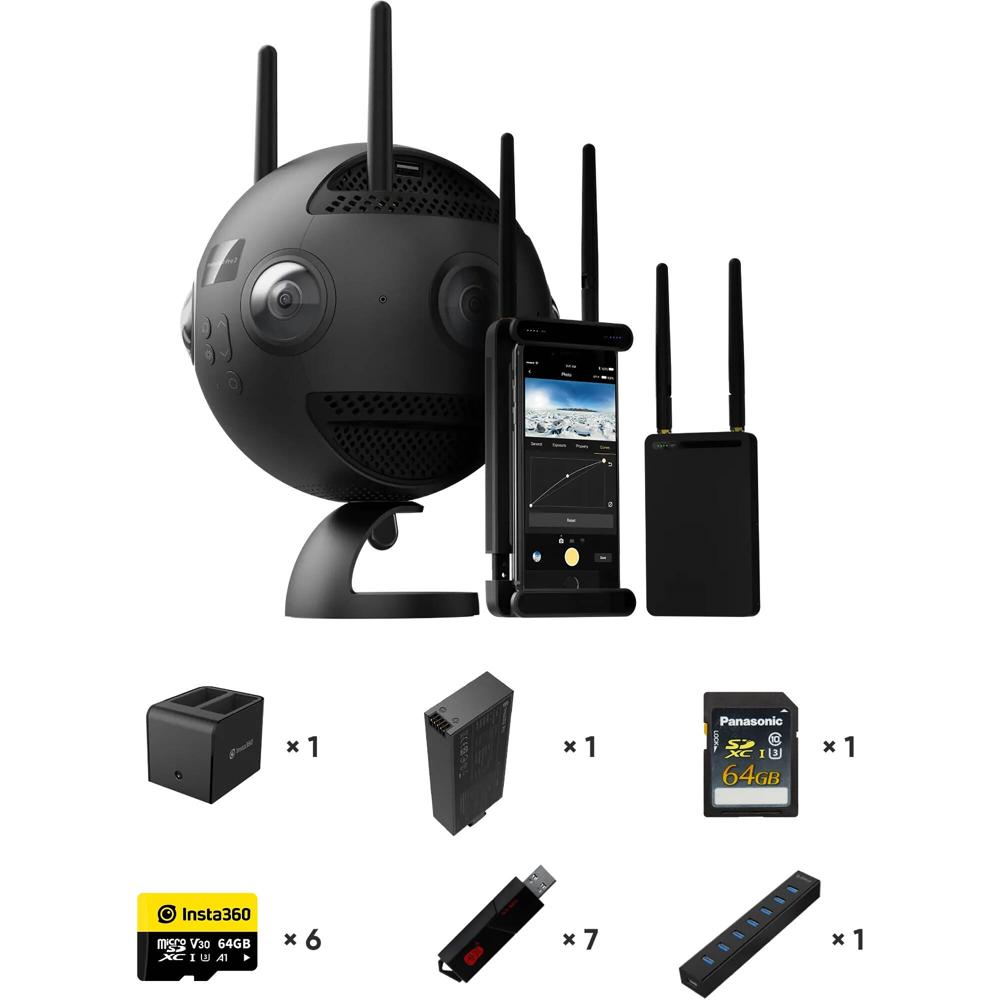 Cámara Insta360 Pro II 360 VR 8K Premium Bundle - Captura 8K 3D, Control Remoto 1000', Estabilizació