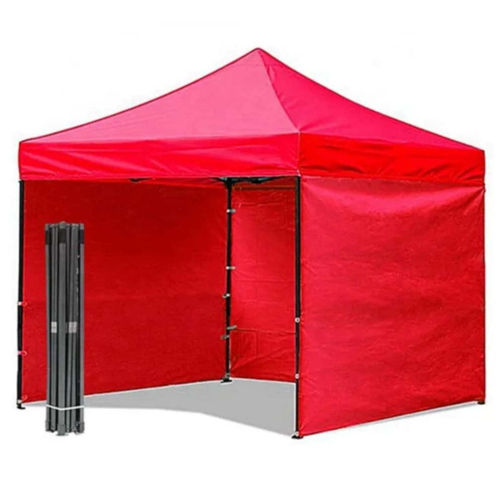 Toldo Plegable 3x3m con Paredes Moderno Resistente Protección Solar Rojo