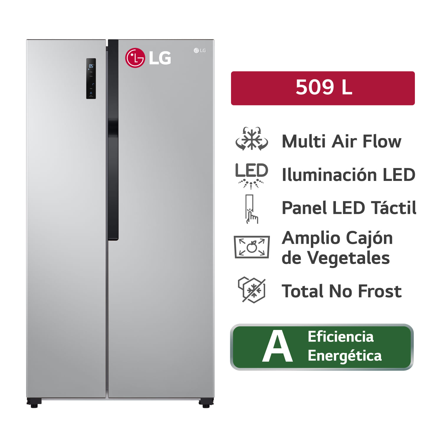 Refrigeradora LG Side By Side LS51BPP 508L Plateada