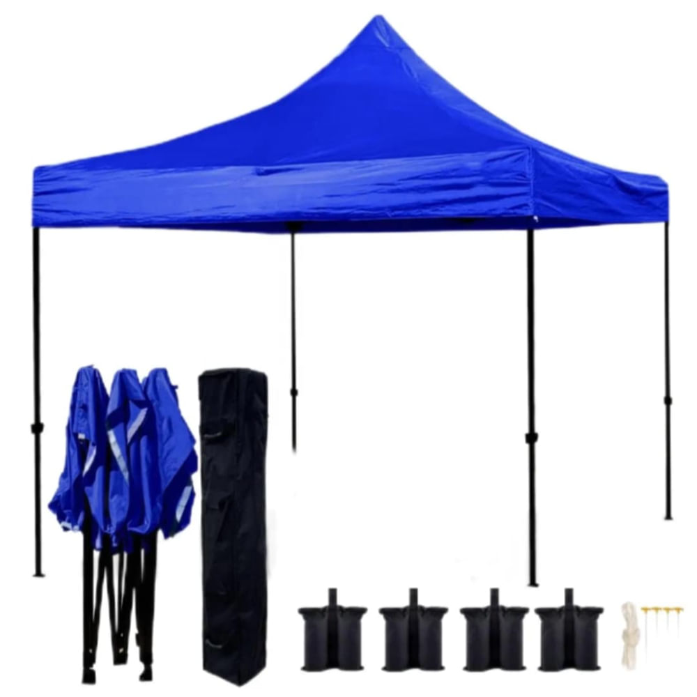 Toldo Plegable 3x3M Moderno Resistente Protección Solar para Eventos Ferias Azul