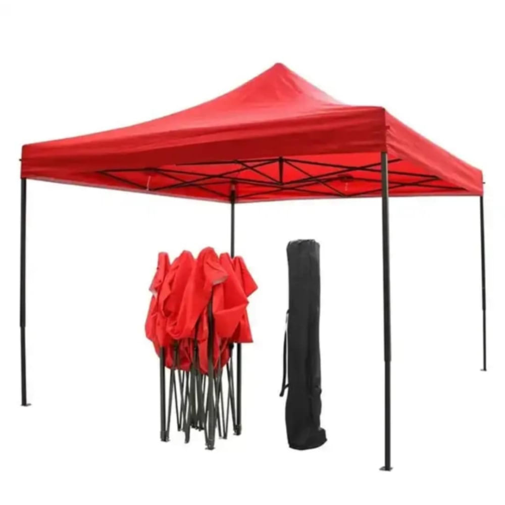 Toldo Plegable 3x3M Moderno Resistente Protección Solar para Eventos Ferias Rojo