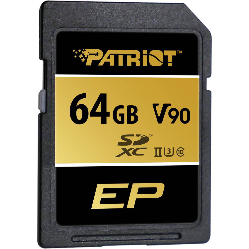 Tarjeta de Memoria Patriot 64GB EP UHS-II SDXC - V90 U3 Clase 10, 300 MB/s Lectura, 260 MB/s Escritu