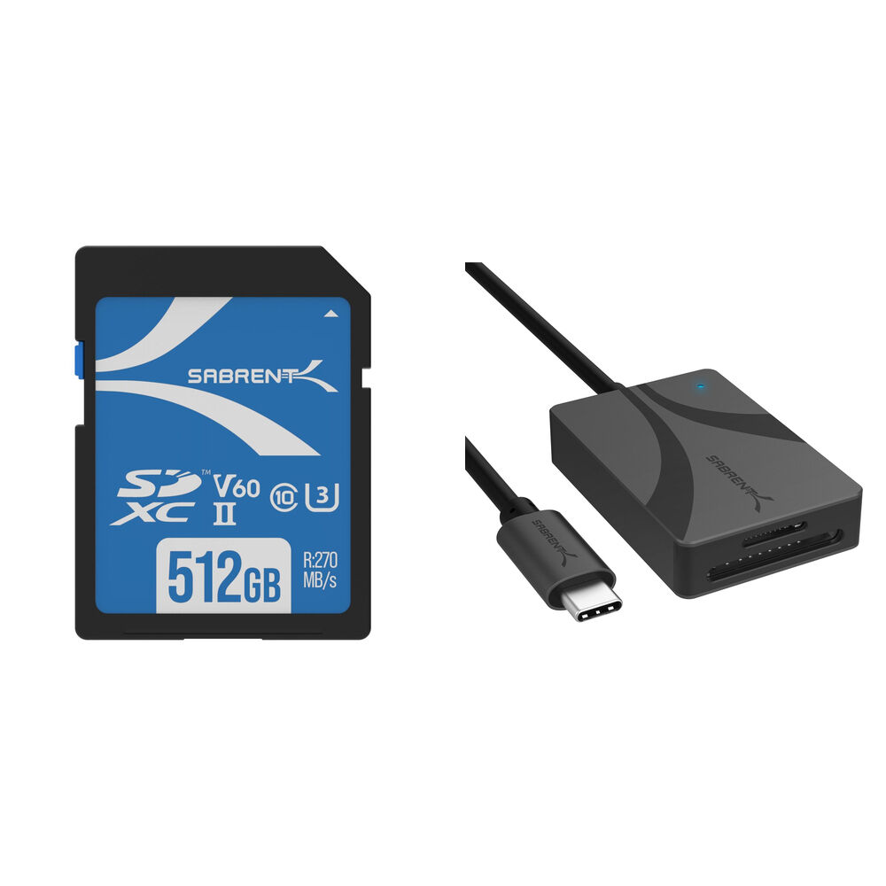 Tarjeta de Memoria Sabrent 512GB Rocket UHS-II SDXC con Lector de Tarjetas SDXC y microSDXC - Veloci