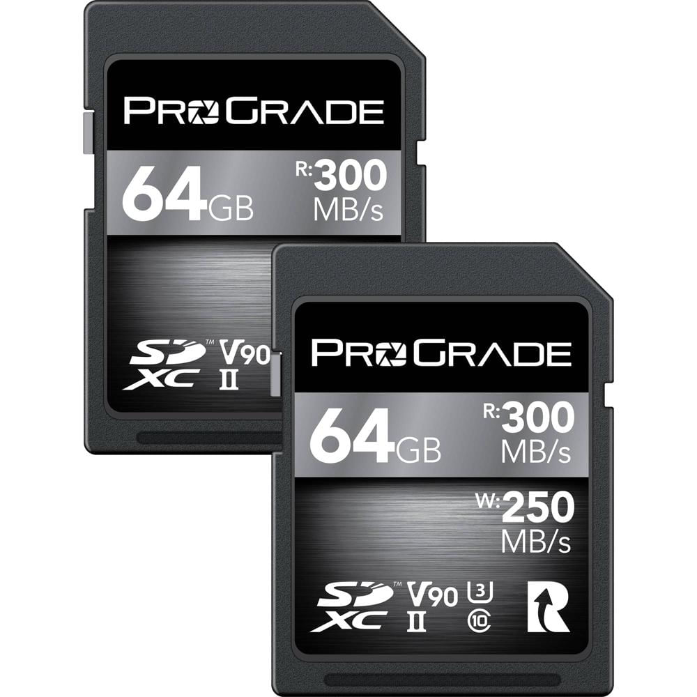 Tarjeta de Memoria ProGrade Digital 64GB UHS-II SDXC (Paquete de 2) - Velocidades de Lectura y Escri