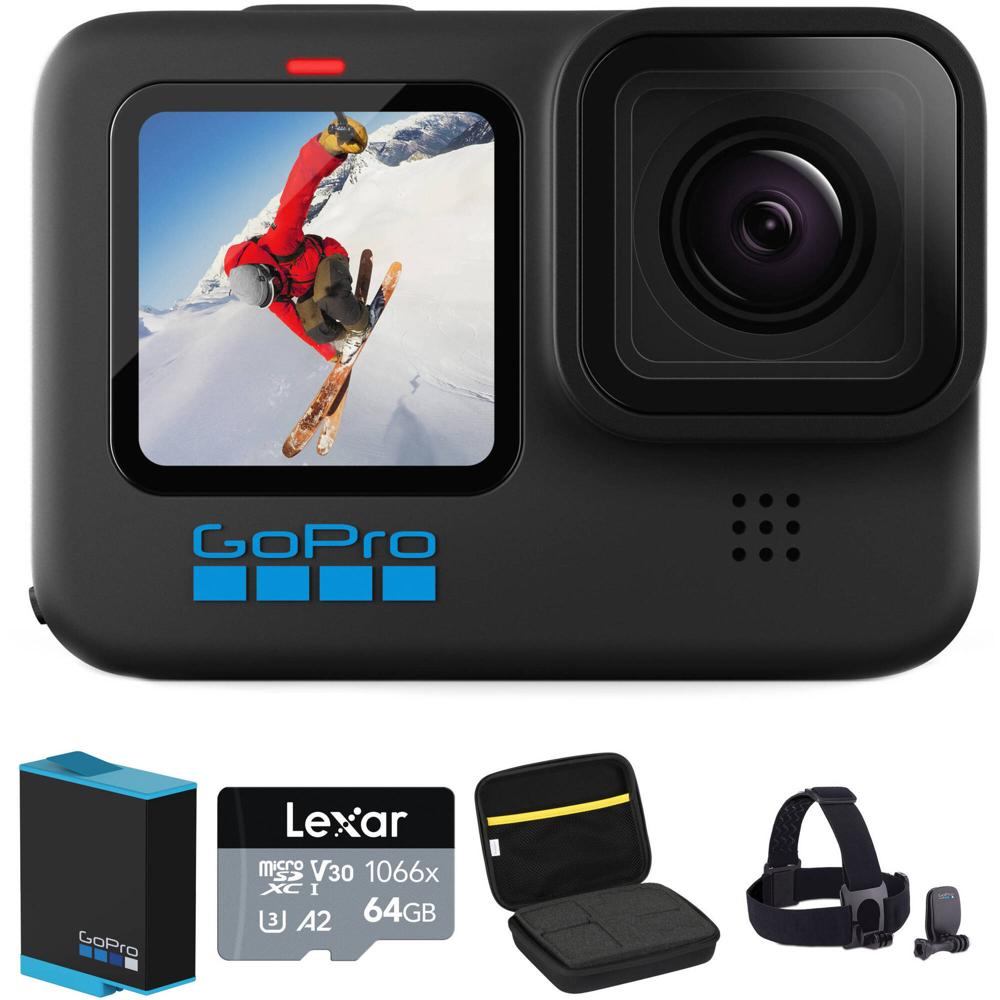 GoPro HERO10 Black Kit Básico: Video 5.3K60, 23MP, 64GB microSD, 2 Baterías, Funda EVA Ruggard