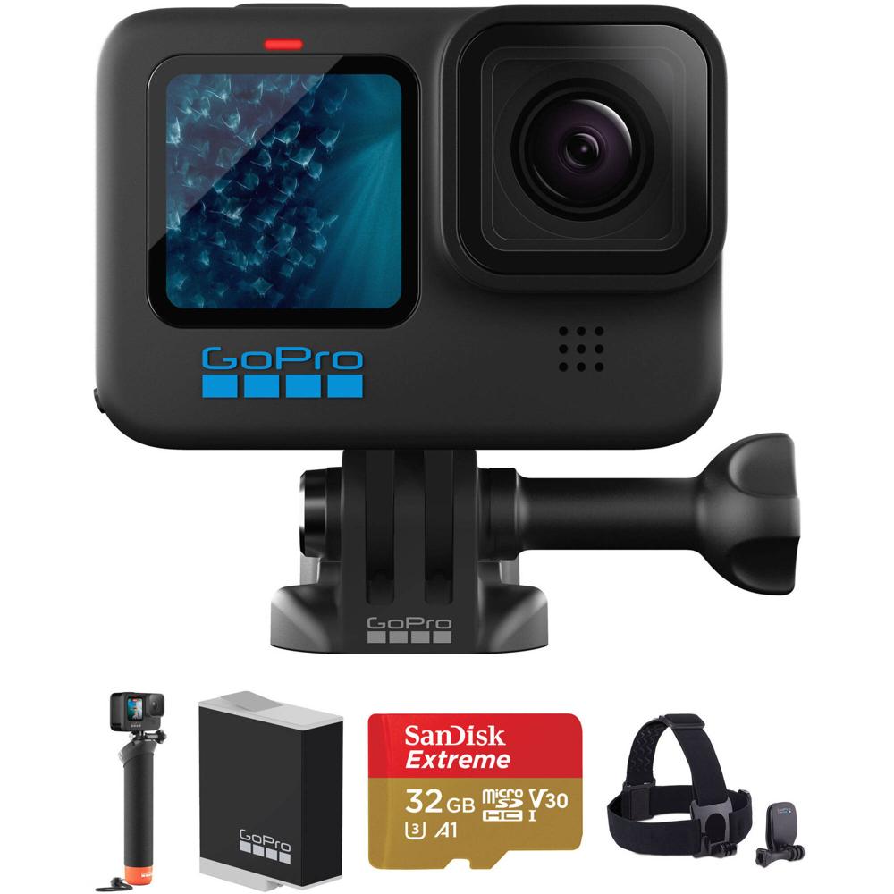 GoPro HERO11 Black Kit con Mango Flotante, Correa para la Cabeza, QuickClip y Batería Enduro Recarga