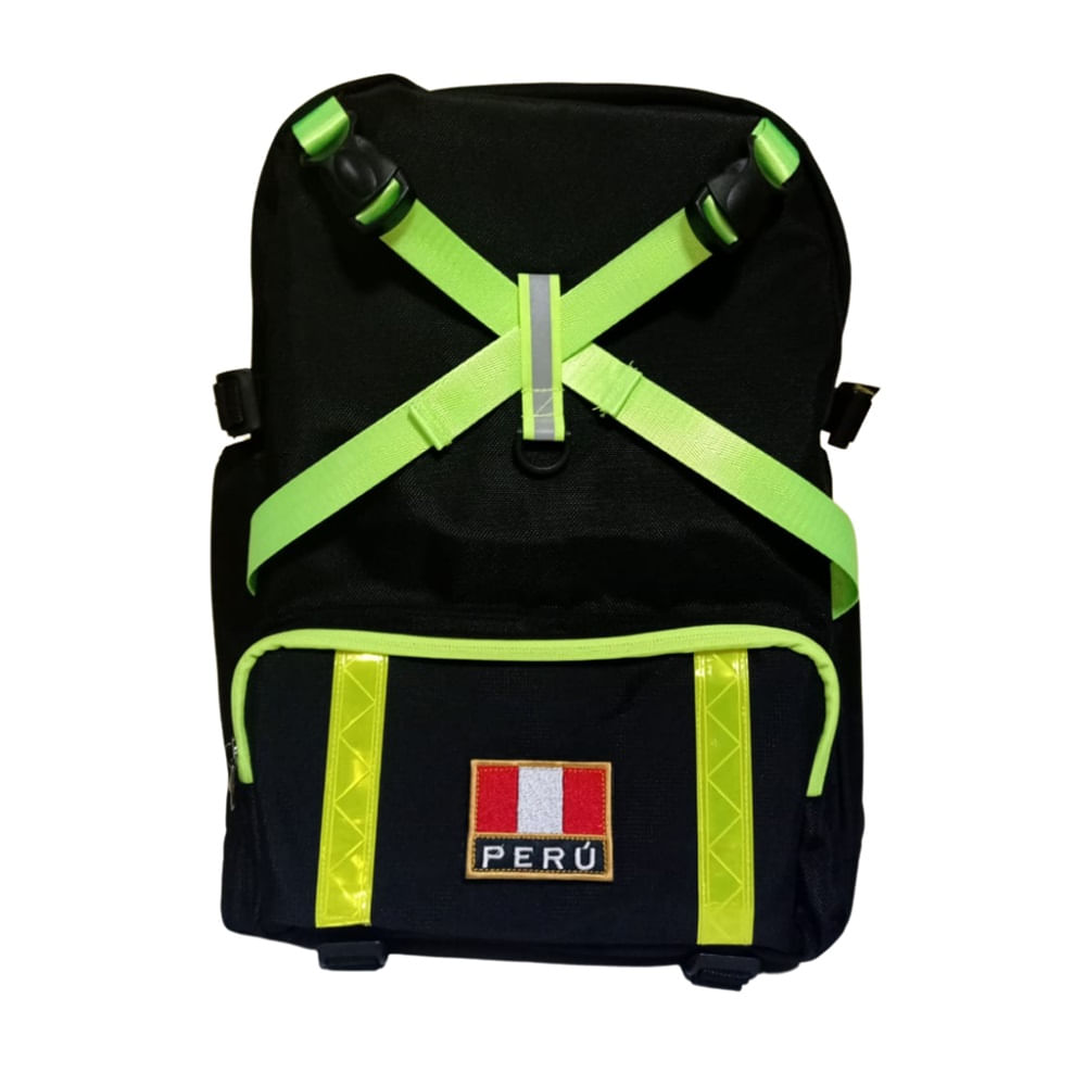 Mochilas De Emergencia Tela Nylon Con Cinta Reflectiva Negro
