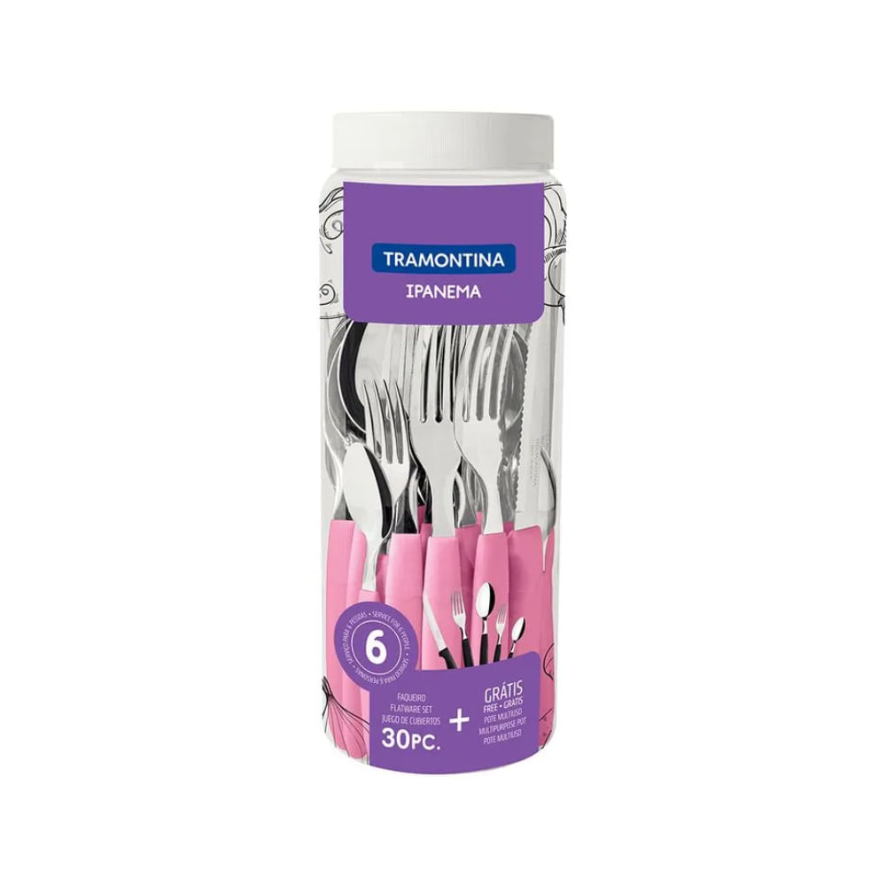 Juego de Cubiertos Tramontina Ipanema Rosado - 30 Piezas Elegantes