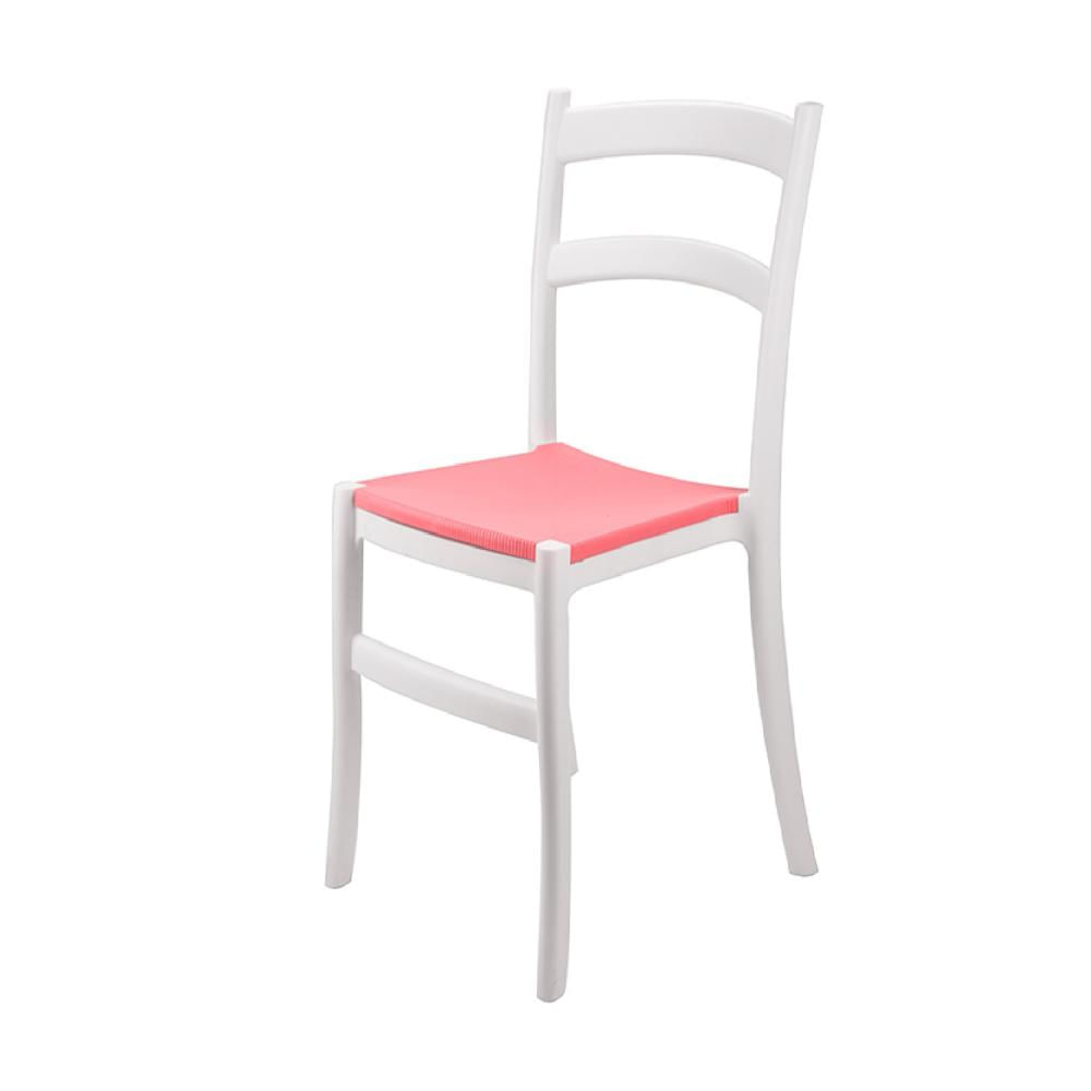 Silla Práctica de Comedor Aylin color Blanco/Rojo TU MESITA