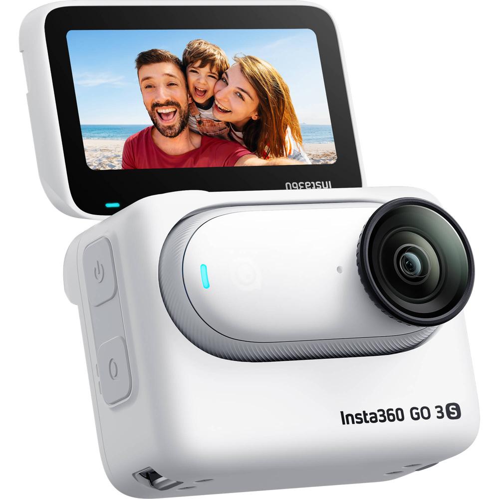 Cámara de Acción Insta360 GO 3S Standard Bundle (64GB, Blanco Ártico) - Miniatura, UHD 4K, Batería d