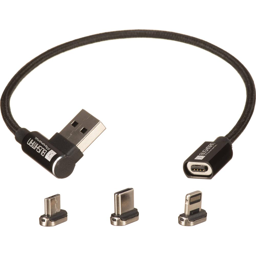 BUSHMAN Cable Mágico Panorámico Intercambiable (7.9"") - Conectores Magnéticos, USB Tipo-A 90°, Sopor