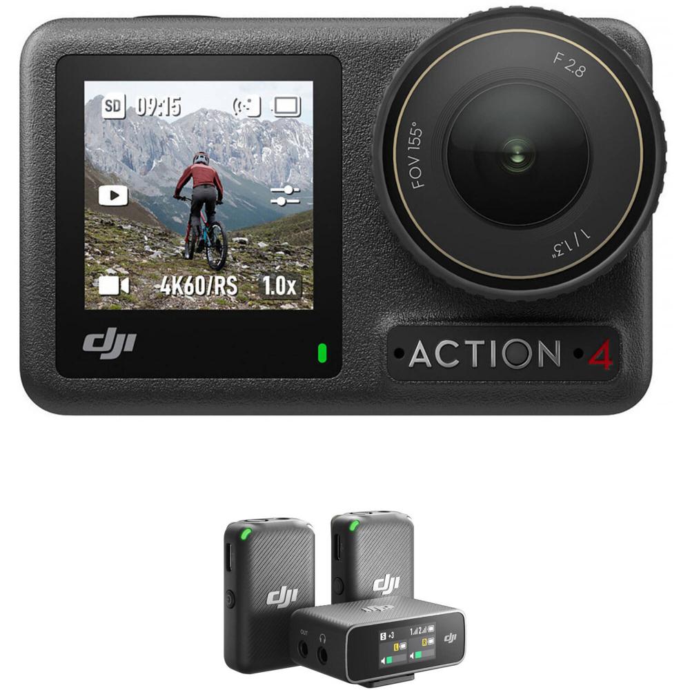 DJI Osmo Action 4 Cámara Combo Estándar con Kit de Micrófono Inalámbrico para Vlog - Sistema de Micr