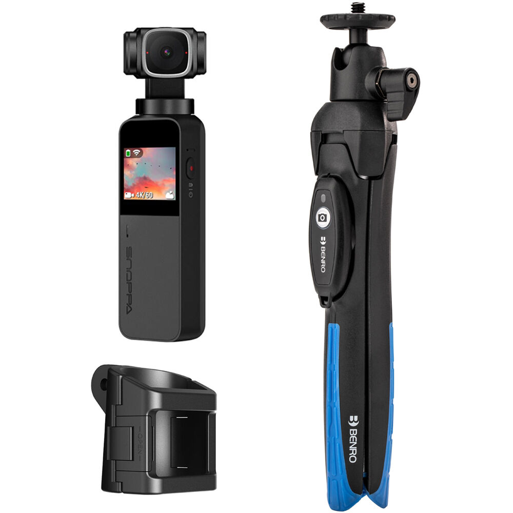 Benro Snoppa Vmate: Paquete de Cámara Gimbal 3 Ejes con Cámara UHD 4K Integrada, Mini Trípode BK y S