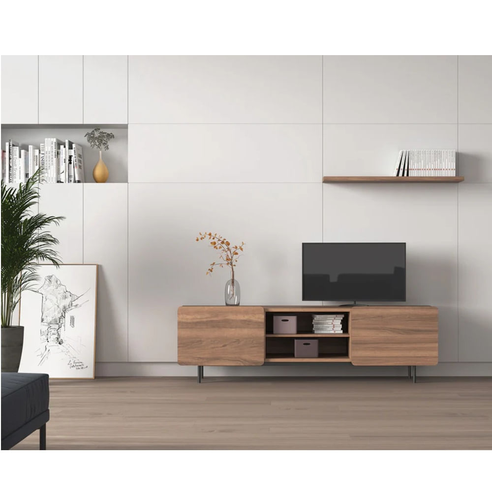Mueble de TV Moderno Milo Marrón 2 Puertas R&R MUEBLES