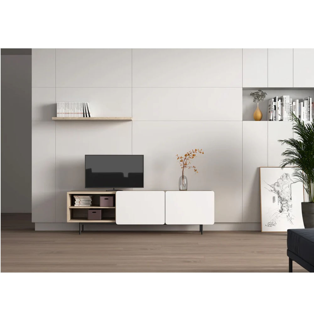 Mueble de TV Moderno Guille Duna/Blanco 2 Puertas R&R MUEBLES