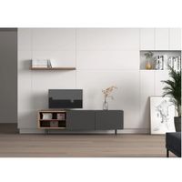 Mueble de TV Moderno Guille Marrón/Negro 2 Puertas R&R MUEBLES