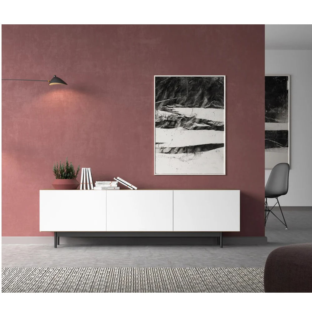 Mueble de TV Moderno Kate Marrón/Blanco 3 Puertas R&R MUEBLES