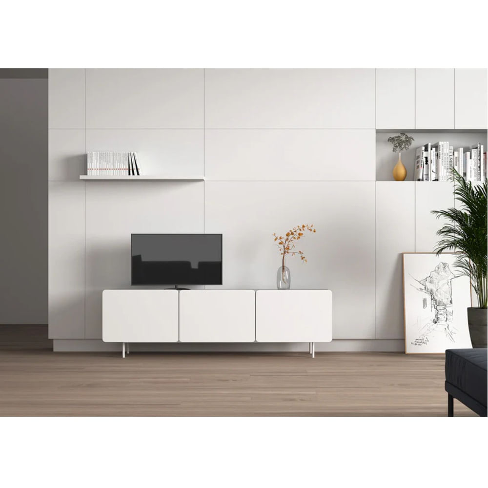Mueble de TV Moderno Zac Blanco 3 Puertas R&R MUEBLES