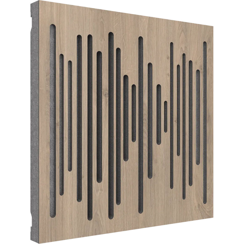 Panel Acústico Vicoustic Wavewood Diffuser Ultra MKII (Roble Marrón con Canales Grises, Paquete de 3