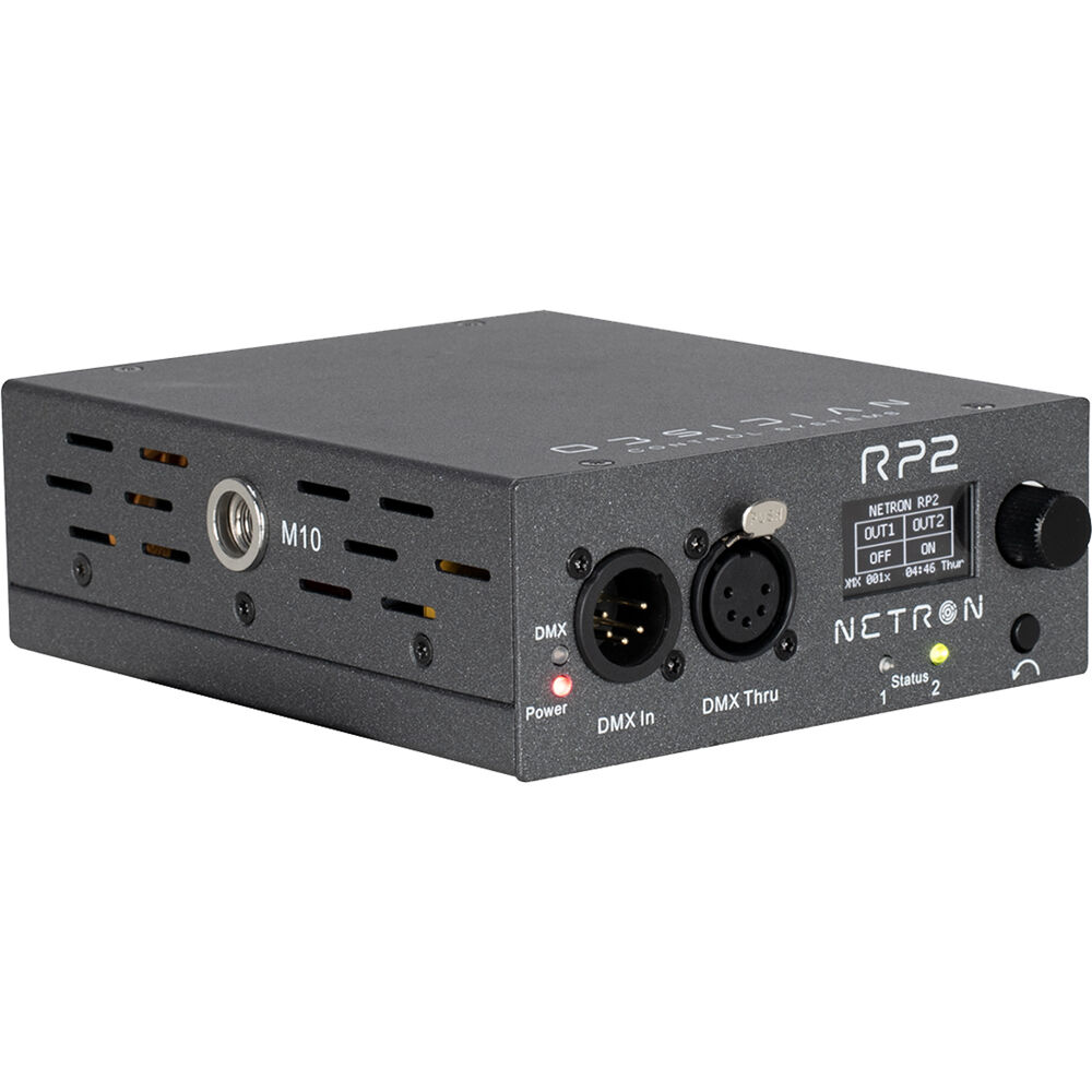 Obsidian NETRON RP2: Relé de Potencia DMX/RDM con Pantalla OLED y Diseño Compacto