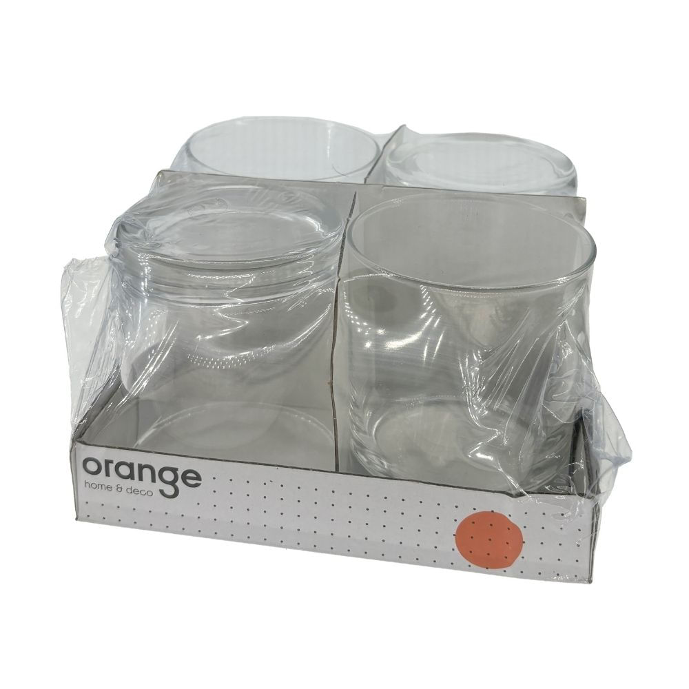 Set de 4 Vasos de Vidrio Orange 10oz Transparente