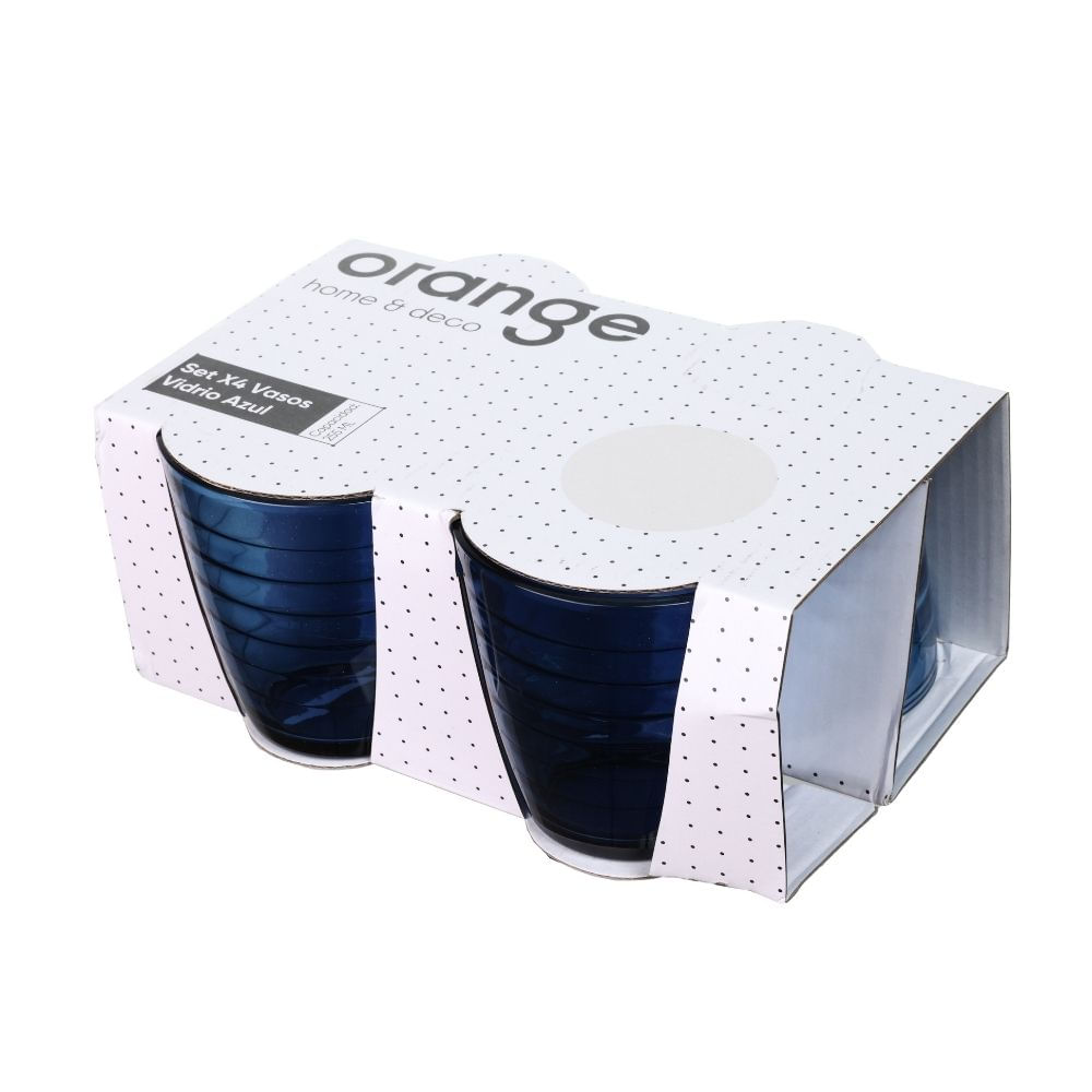 Set de 4 Vasos de Vidrio Orange Azul 385ml