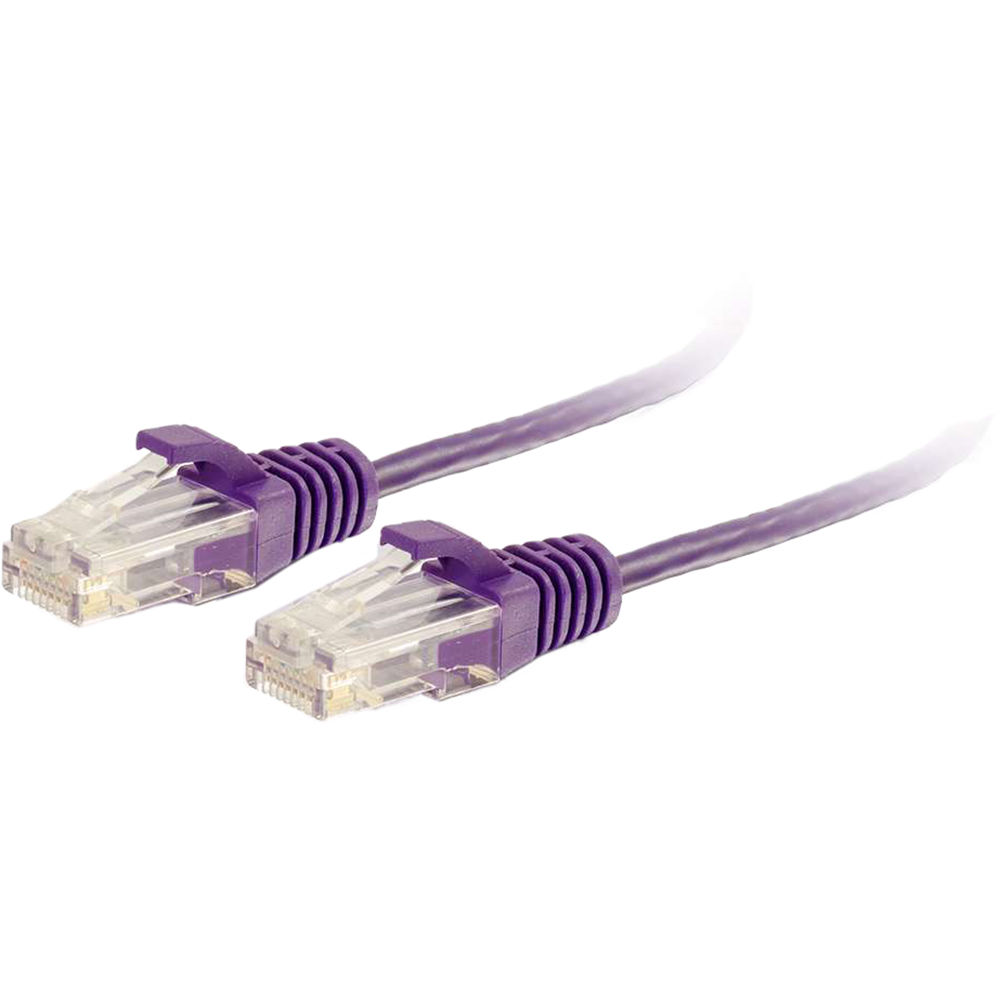 Cable de Parcheo Cat 6 RJ45 Macho a Macho Slim de 7' (Púrpura) - Conectores Sin Enganche, 28 AWG, Ve