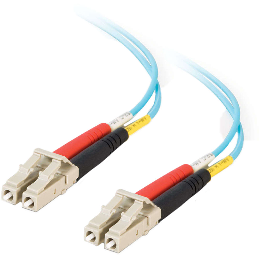 Cable de Fibra Óptica C2G LC a LC Macho Dúplex Multi-Mode OM3 50/125 (20m, Aqua, Riser) - Conectores