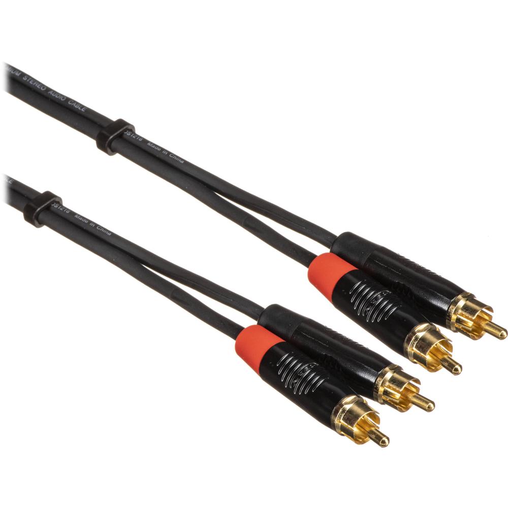 Cable de Audio Estéreo RCA Macho a RCA Macho Kopul de 30 pies - 93% Blindaje Espiral, Conectores RCA