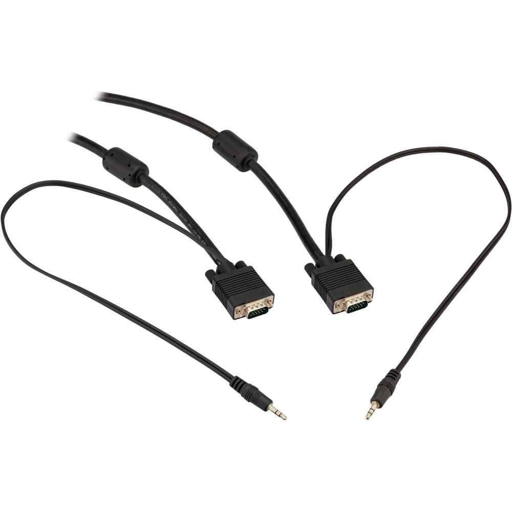 Cable VGA Macho a Macho Pearstone Estándar con Audio Estéreo de 3.5mm (15') - Conectores Niquelados,
