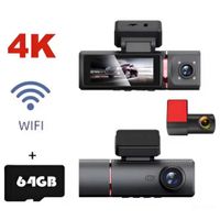 Cámara de Auto WIFI Triple Frontal Cabina y Retroceso + MicroSD 64 GB