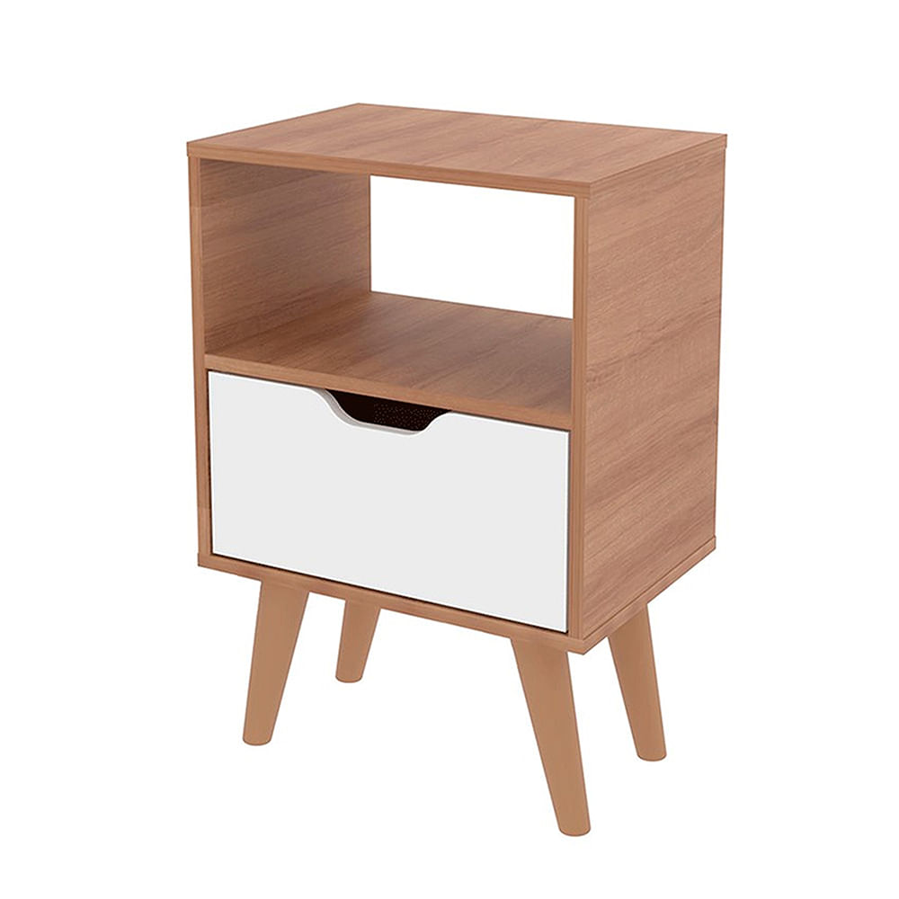 Velador con una puerta 2020 Home Essen - Almendra/Blanco