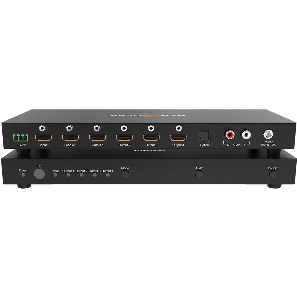 Controlador de Video Wall BZBGEAR 2x2 4K60 HDMI con Audio - Sin Software, Control Remoto IR, 4 Salid