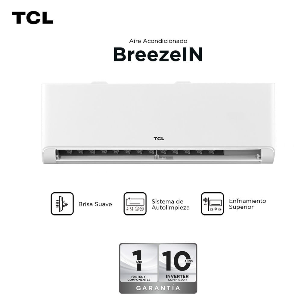 Aire Acondicionado TCL 12000 BTU BreezeIN Split Inverter Frio Calor Con Wifi TAC-12CHSAI/TPH11
