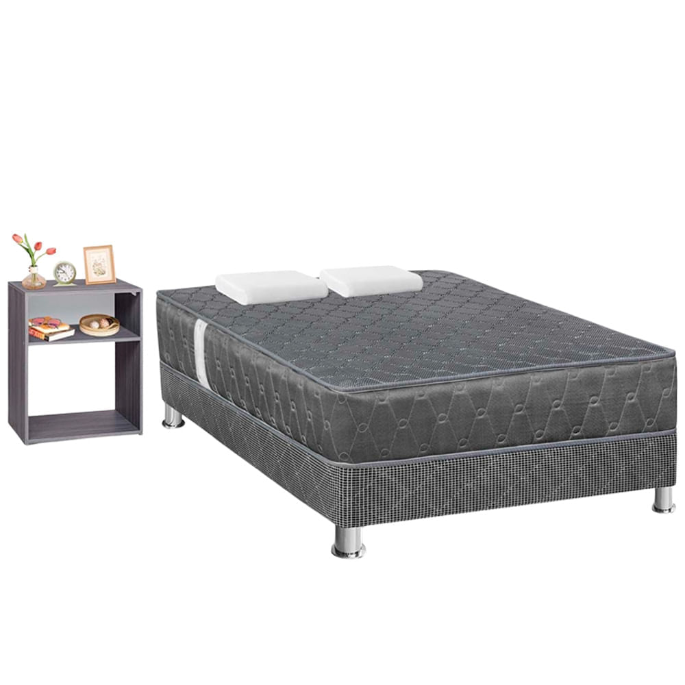 Cama Americana FORLI Acqua Gris 2 Plazas + VEL TUR PLO