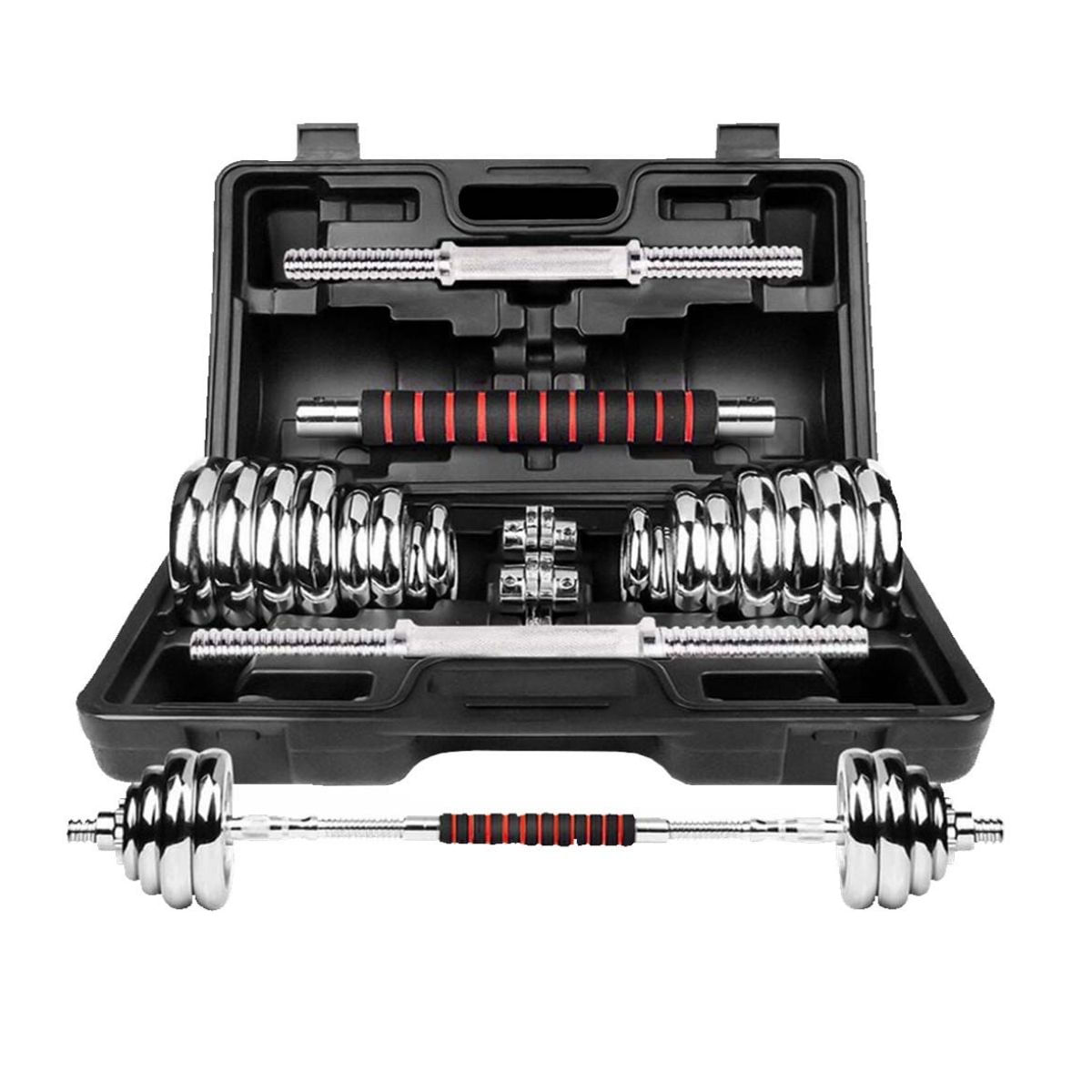 Mancuernas Xtreme 30 kg Cromadas con Barra adaptadora