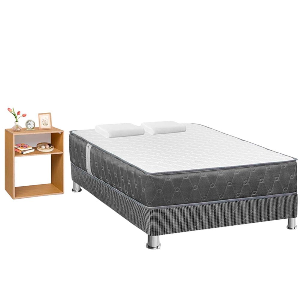 Cama Americana FORLI Acqua 2 Plazas + Velador Turin Beige