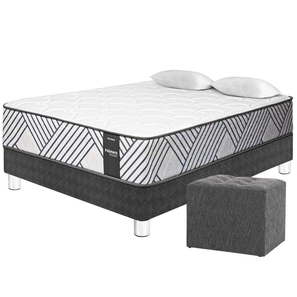 Cama PARAISO Palmera Pocket 2 Plazas + Puff