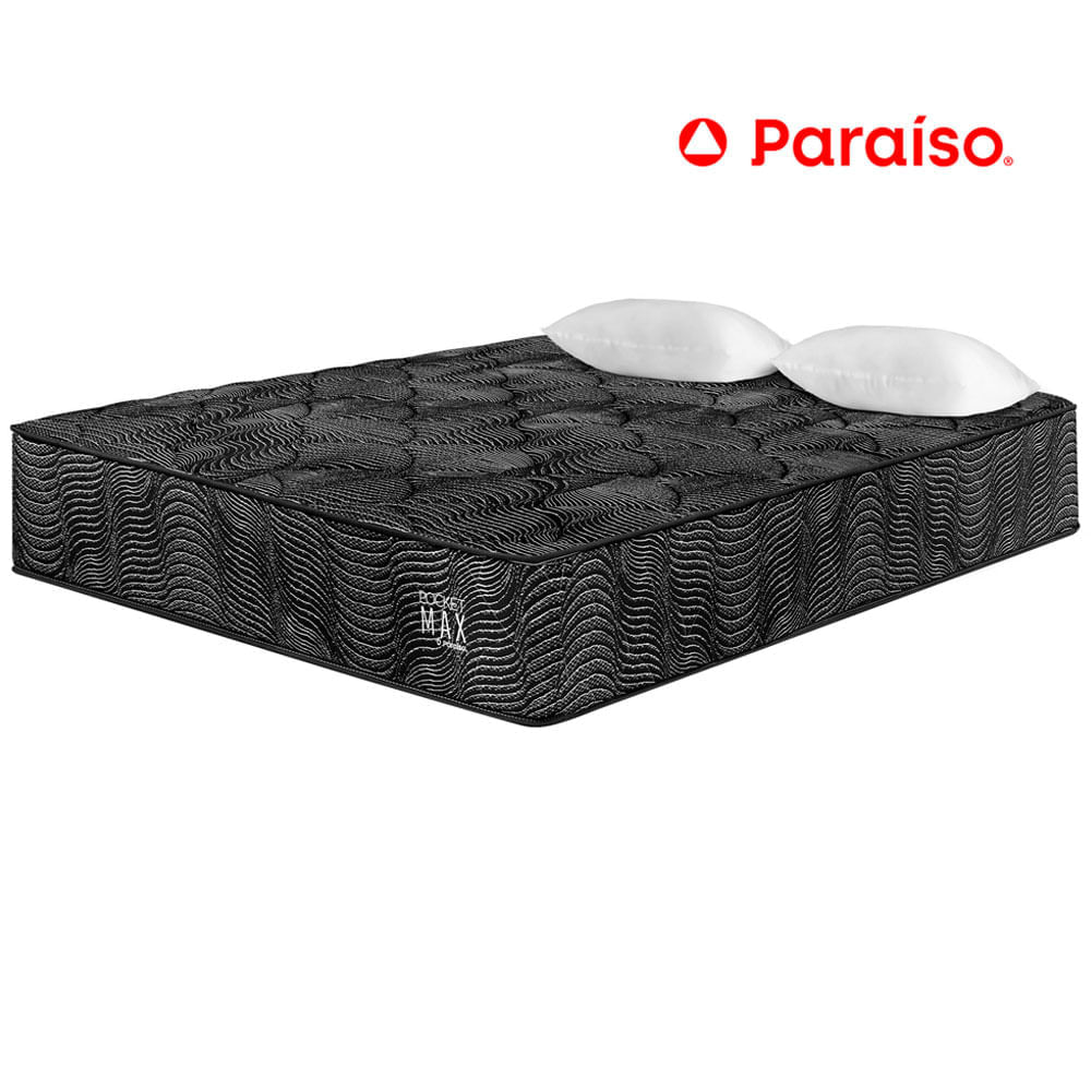 Colchón PARAISO Pocket Max Black 2 Plazas + 2 Almohadas + Protector