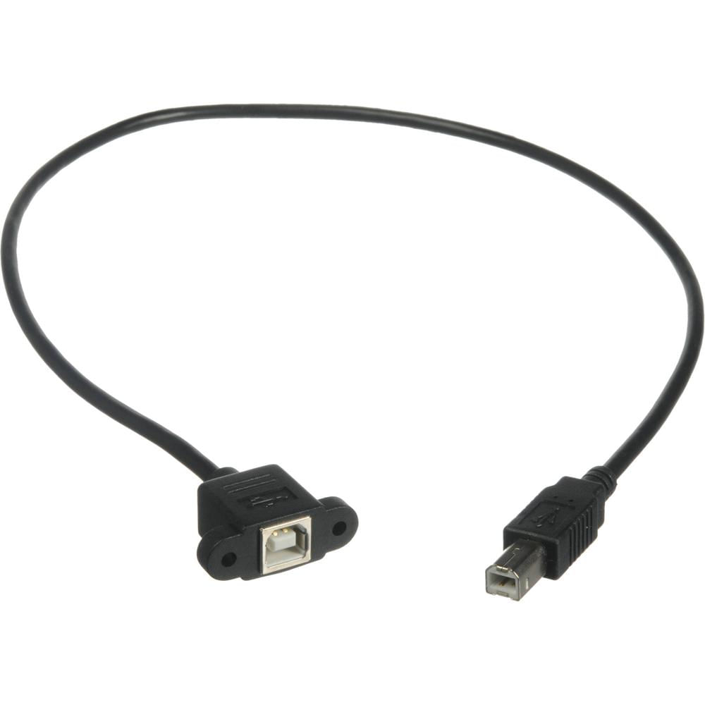 C2G Cable USB 2.0 Tipo B Hembra a Tipo B Macho Montaje en Panel (2', Negro) - Compatible con USB 1.1