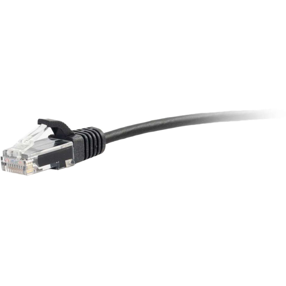 C2G Cable de Parche Cat 6 RJ45 Macho a RJ45 Macho Slim (1', Negro) - 1' de Longitud, Tamaño Slim par