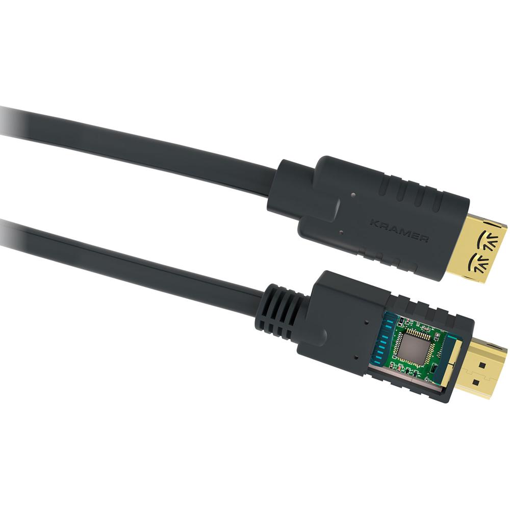 Kramer CA-HM50 Cable HDMI Activo de Alta Velocidad con Ethernet (50') - Soporta 4K UHD, Color 4:4:4,